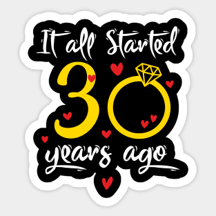 Wedding Anniversary 30 Years Together Golden Family Marriage Gift For Husband And Wife Sticker